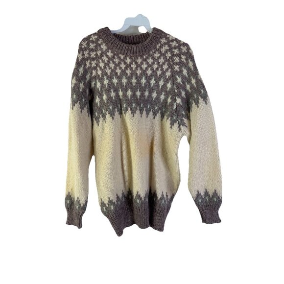 Vintage 80s Rockabilly Irish Wool Nordic Knit Cowichan Sweater